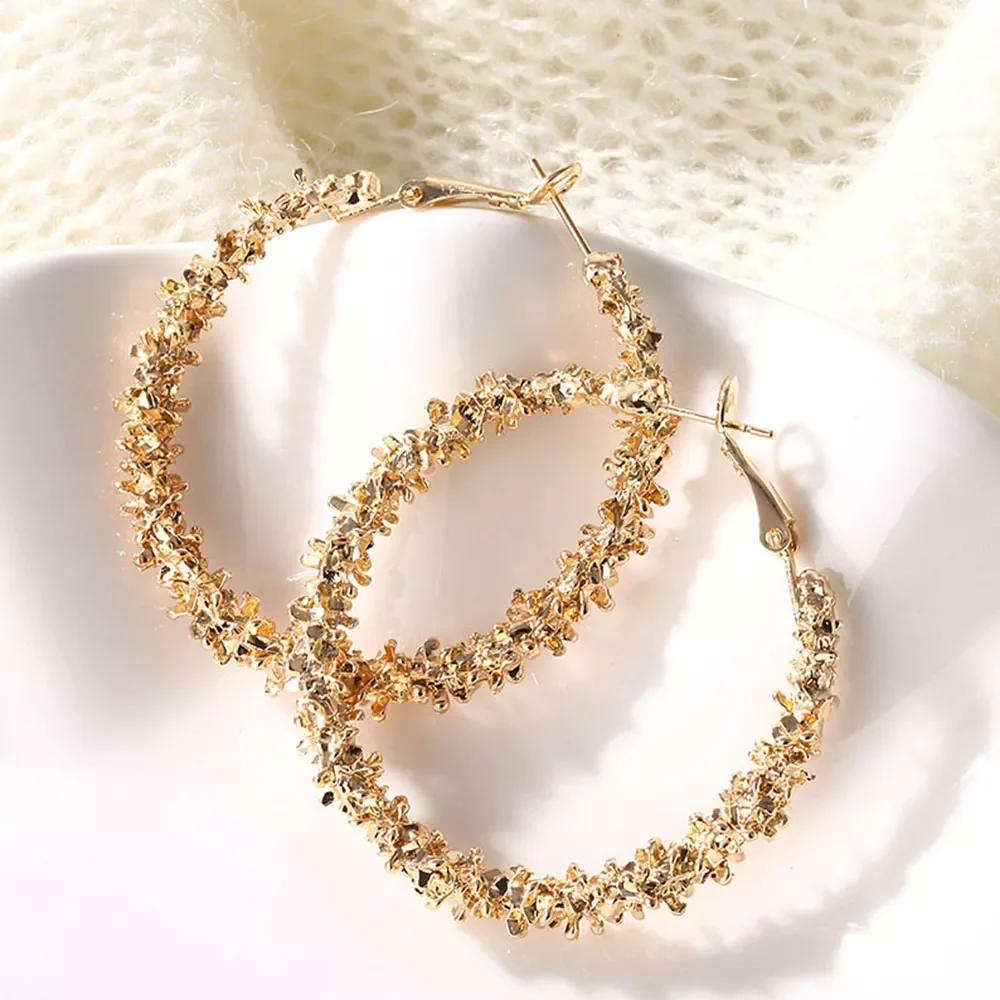 

IPARAM 2021 New Big Circle Round Hoop Earrings for Women's Fashion Statement Golden Punk Charm Earrings Party Jewelry