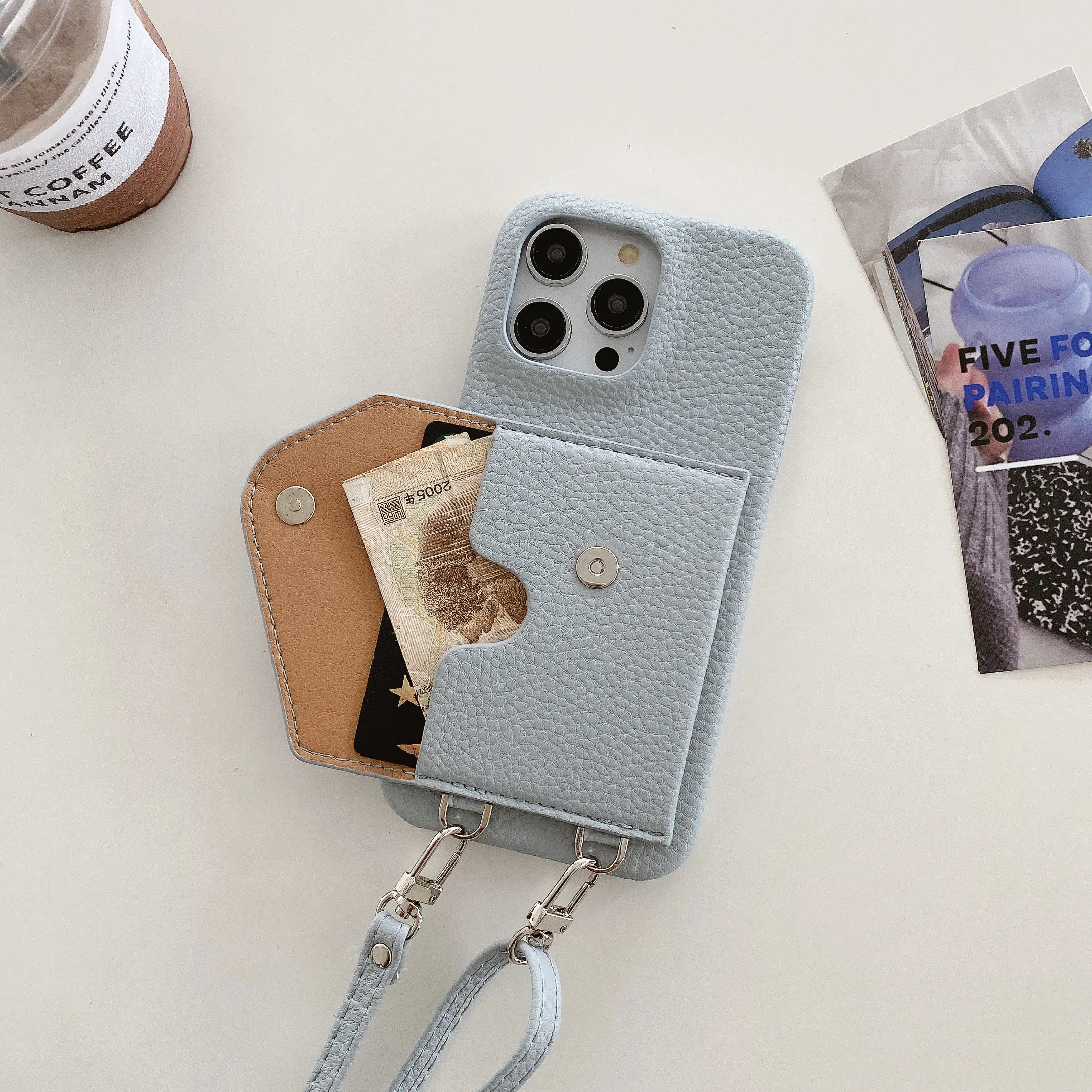 Luxury Crossbody strap lanyard wallet leather case for iPhone 13 12 11pro 14pro max 12mini xr xs 6p 7 8 card holder phone cover