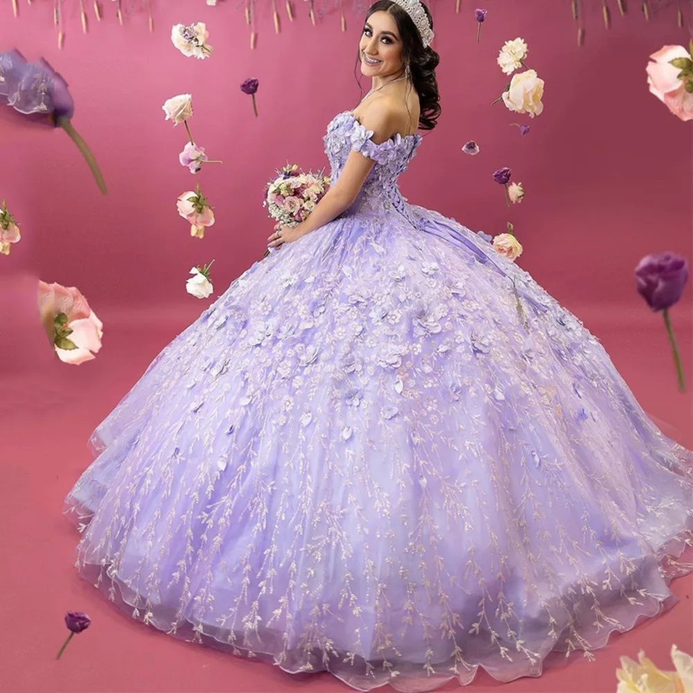 

Mexican Vestido De 15 Anos Lilac Charro Quinceanera Dresses Lace Applqiued Corset Sweet 16 Dress Abiti Da Cerimonia