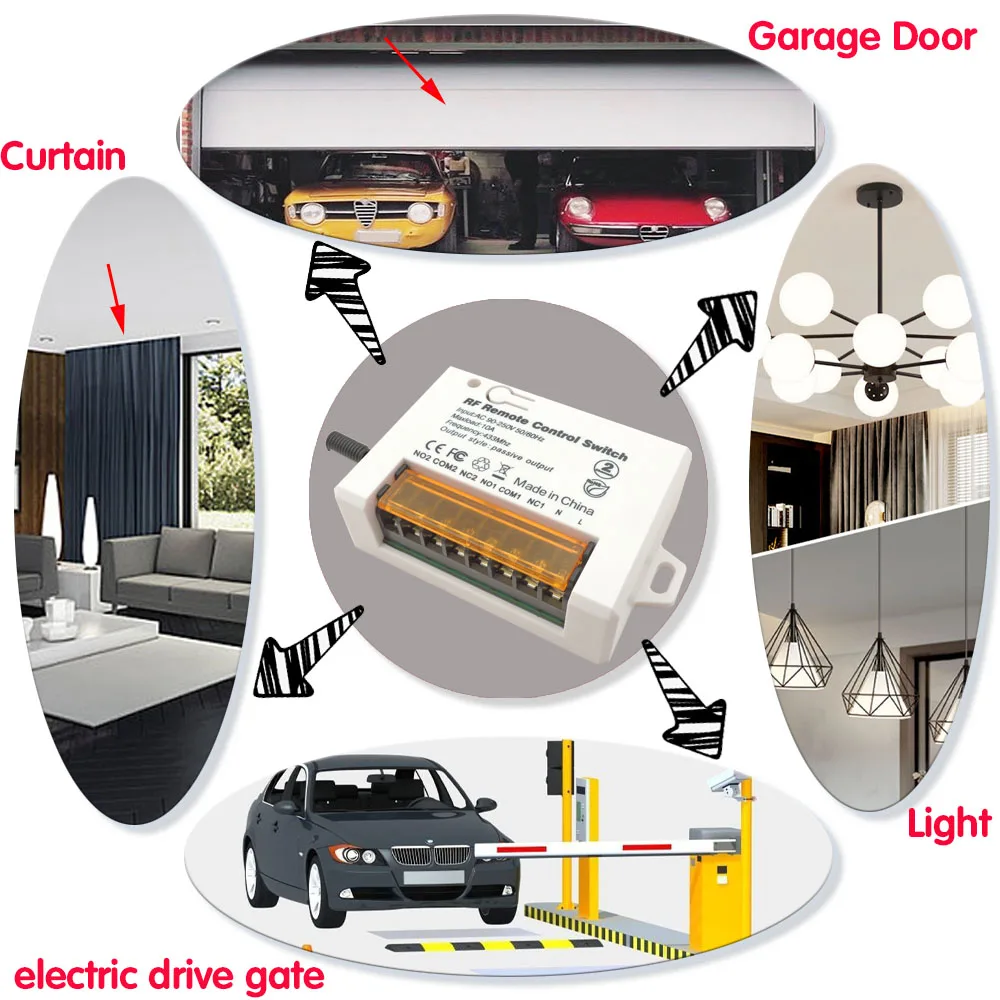 Беспроводной Радиочастотный переключатель дистанционного управления 433 МГц 220 В