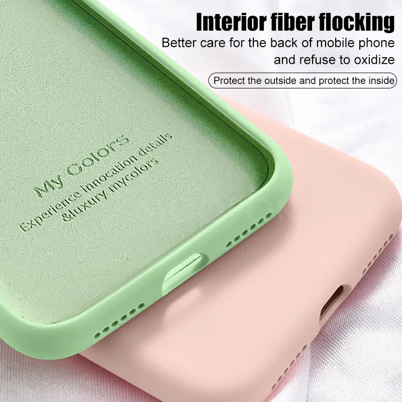 

Original Liquid Silicone Thin Soft Case For iPhone 11 12 Mini Pro Max XR X Xs 7 8 6 6s Plus Anti-fall Cover Candy Coque Capa