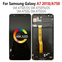 super amoled a750 screen for samsung galaxy a7 2018 display with frame sm a750fnds a750f lcd touch sensor digitizer assembly