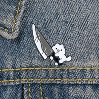 creative cartoon exquisite personality fashion cat knife funny dagger cat brooch clothing cowboy all match badge for men women