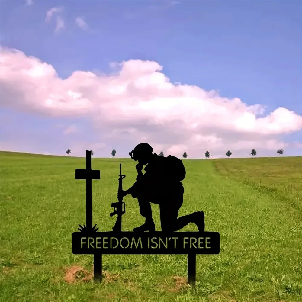 The Freedom Is Not Free Yard стойки военный Железный силуэт памяти для павших солдат