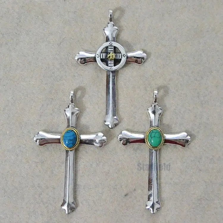 

Takahashi Kagura Goro's Handmade Turquoise Cross Wheel Turntable Feather Pendant Clavicle Personality Trend Men Women Pendant