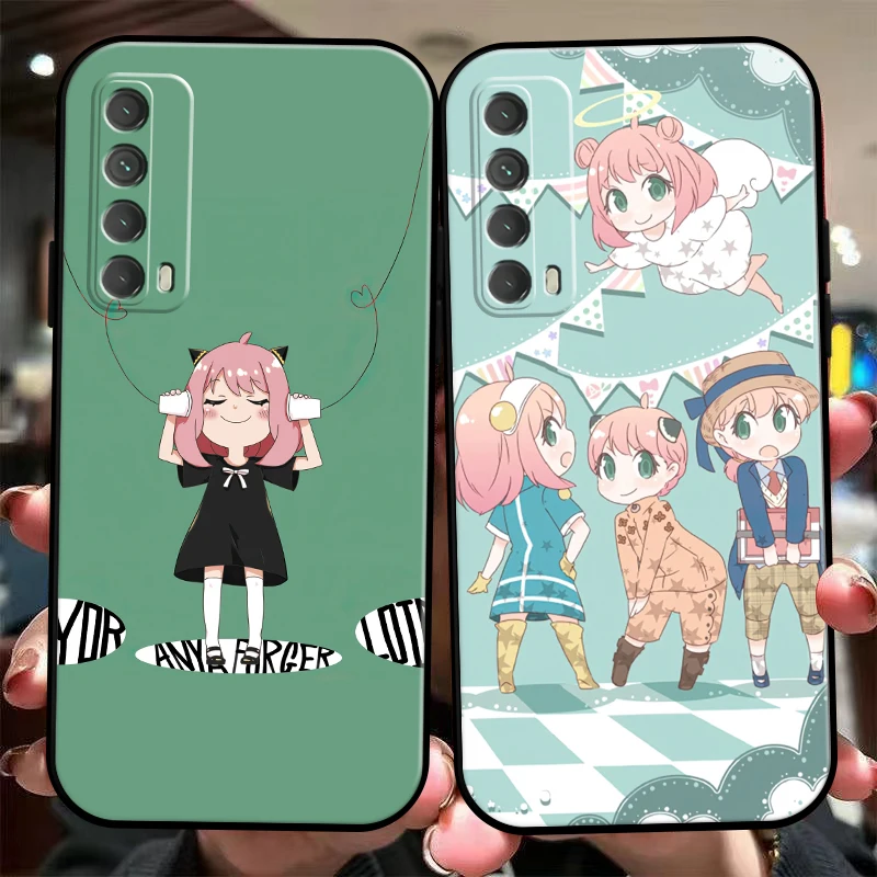 

NSPY×FAMILY Anime Japan Phone Case For Huawei Honor 10 V10 10i 10 Lite 20 V20 20i 20 Lite 30S 30 Lite Pro Black Silicone Cover