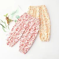 kids summer for boys girls thin anti mosquito loose pants floral print bloom mosquito hareme pants baby pajama casual clothing