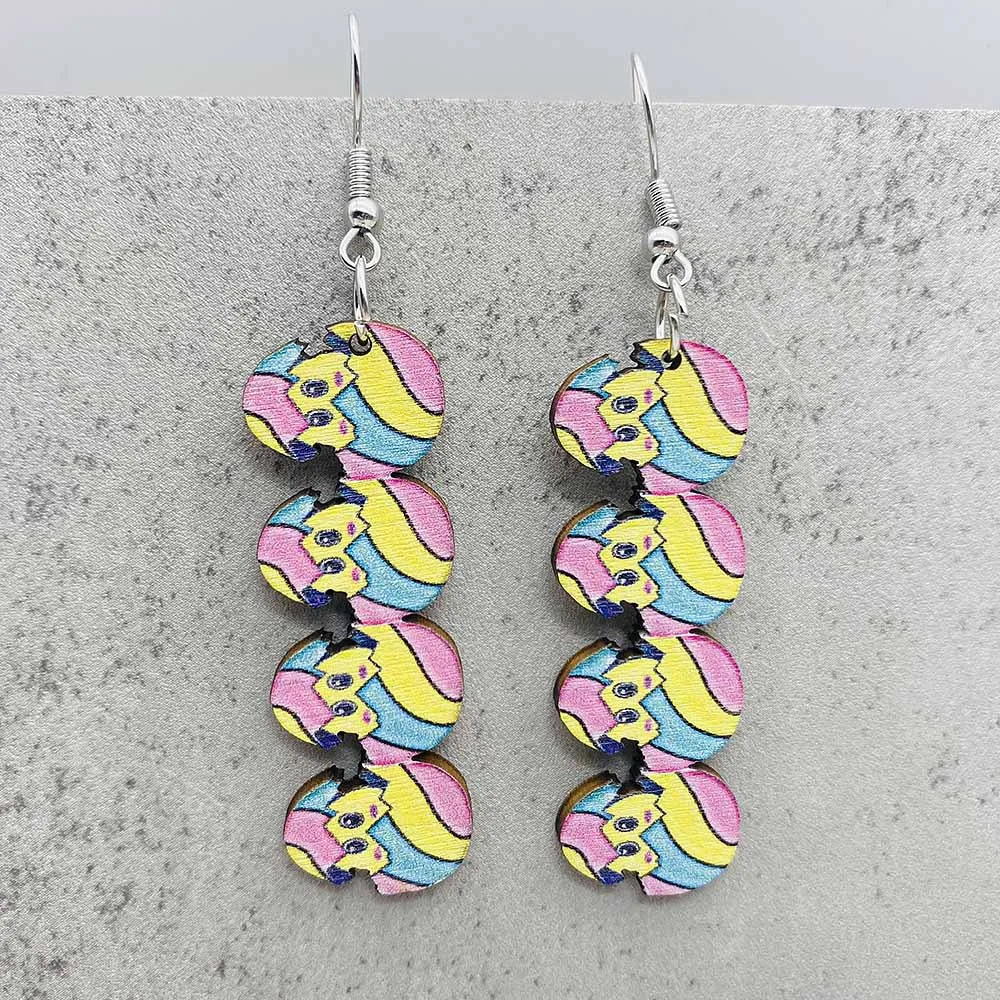 Новые Пасхальные деревянные висячие серьги в виде кролика для женщин красочные