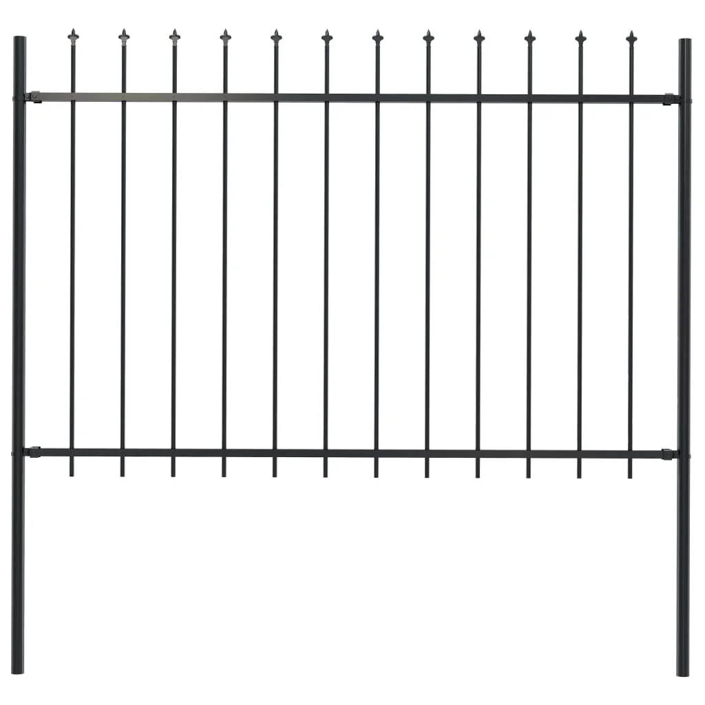 

Garden Fence with Spear Top, Steel Outdoor Privacy Screen, Garden Decoration Black 1.7m x 1.2m