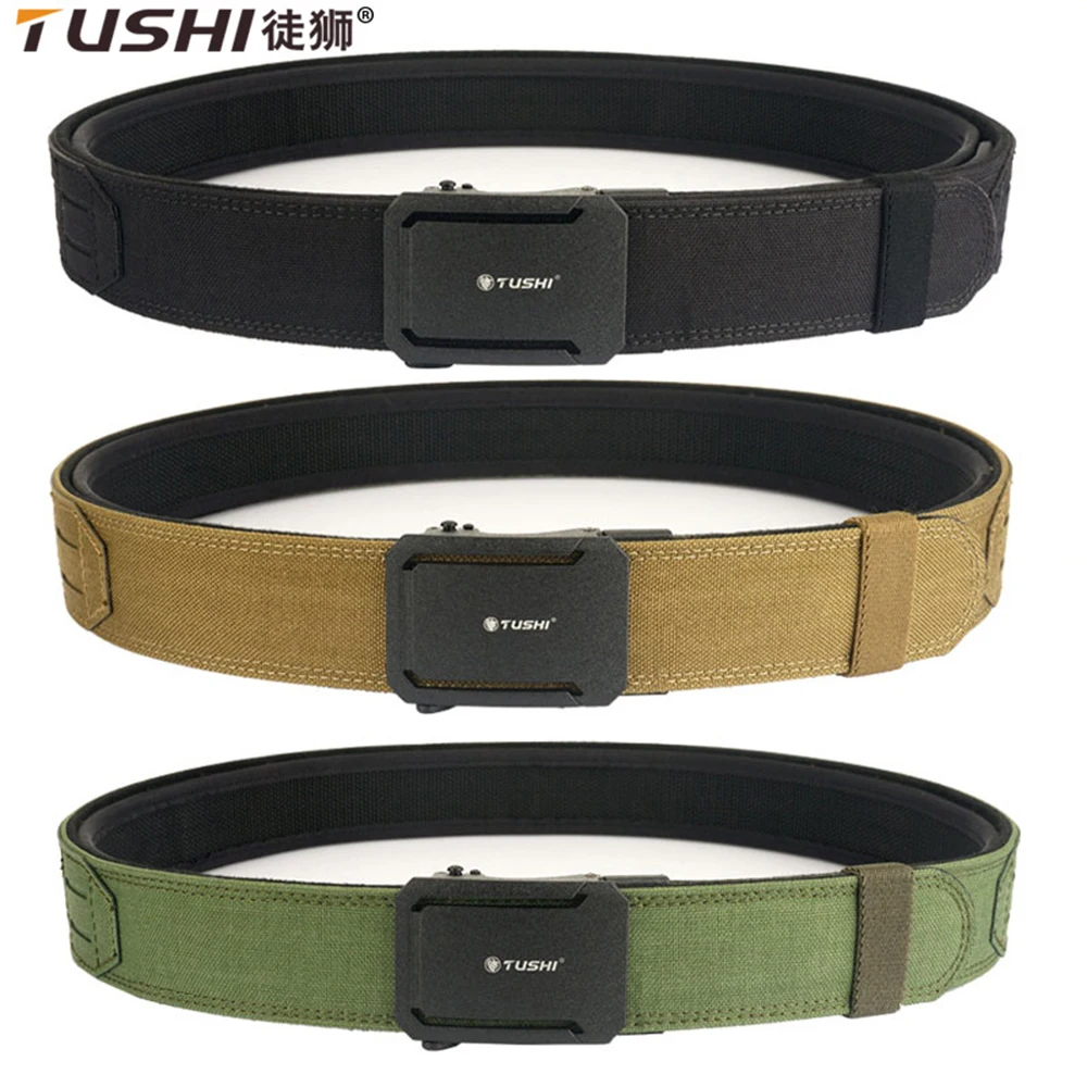 TUSHI Men Outdoor Hunting Tactical Belt Multi-Function Nylon Belt High Quality Marine Corps Automatically inner and outer Belt