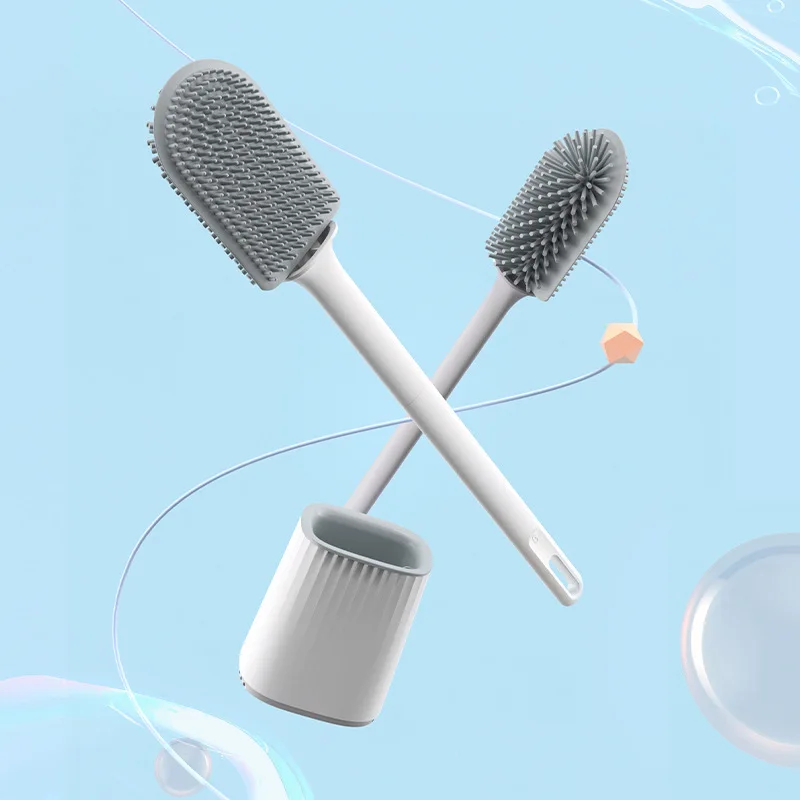 

Creative detachable handle multifunctional toilet brush no dead angle TPR soft rubber toilet cleaning brush cleaning tool