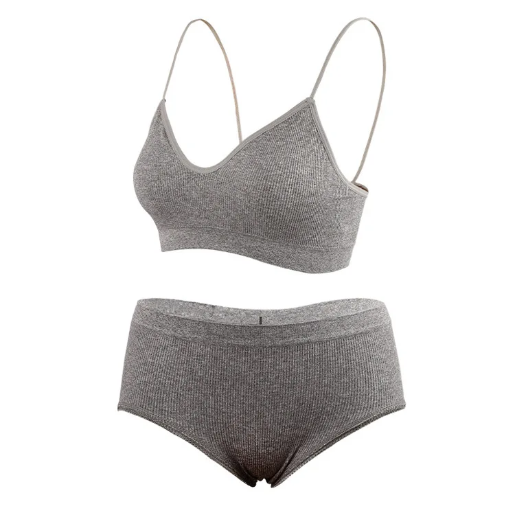 

Бюстгальтеры и трусики, комплект нижнего белья для женщин и девушек, бесшовный укороченный топ, цельное нижнее белье, бюстгальтер без косто...