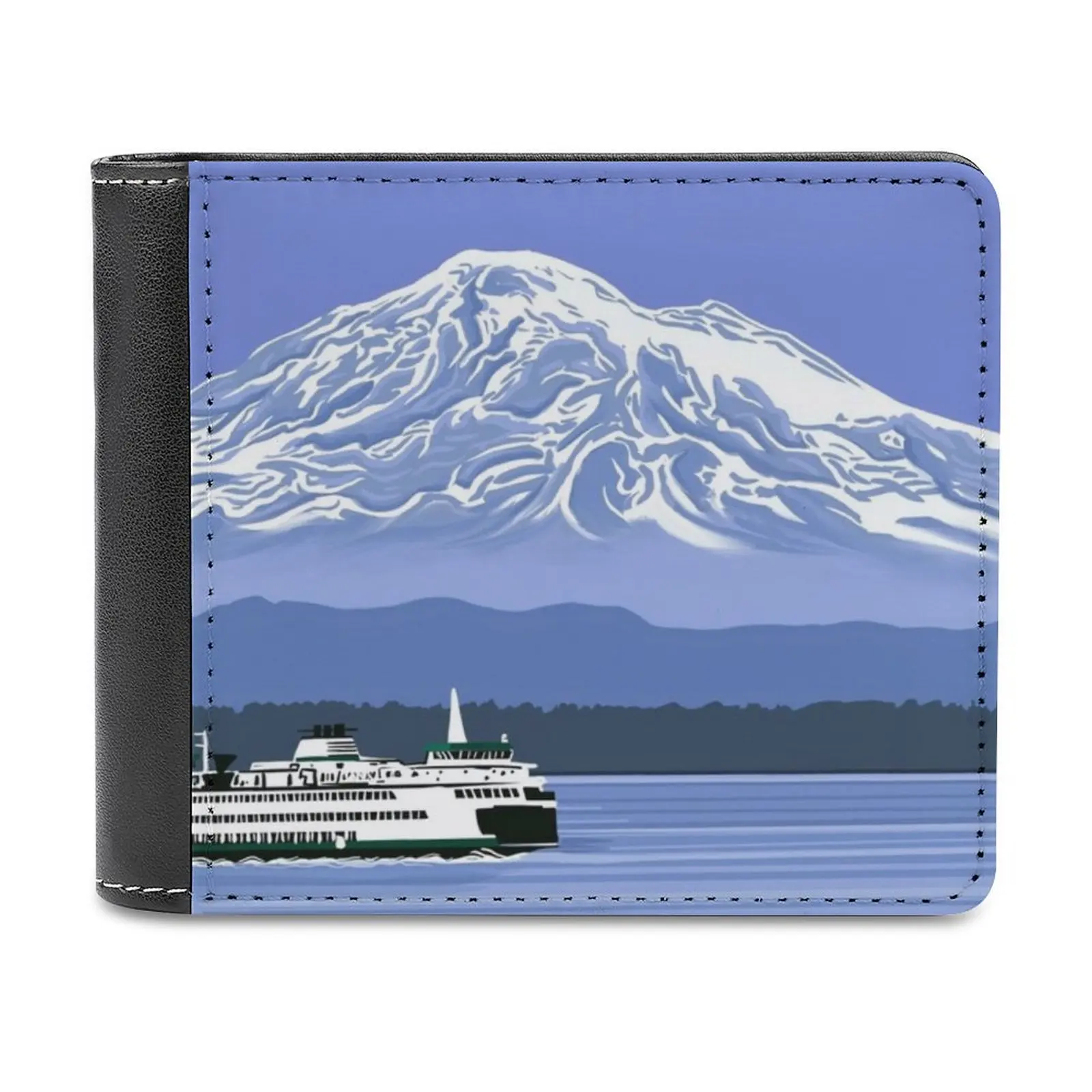 

Sonata Leather Wallets Men Wallet Credit Business Card Holders High Quality Wallet Ferry Ferry Boat Ship Boat Mount Rainier