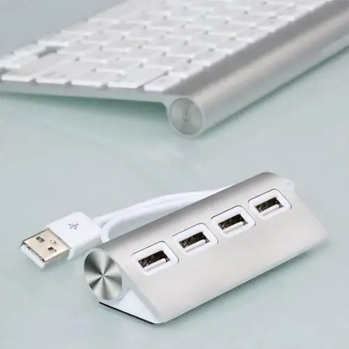 

Premium 4 Port Aluminum USB Hub with 11 inch Shielded Cable For iMac MacBook PC