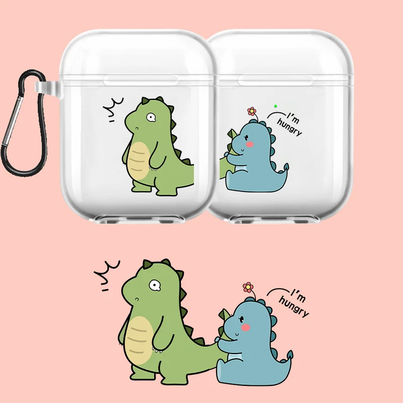 

Fuuny Cute Cartoon Dinosaur Couple Earphone Case Soft silicone TPU Case For AirPods Pro2 1 2 3 Claer Wireless Bluetooth Cover