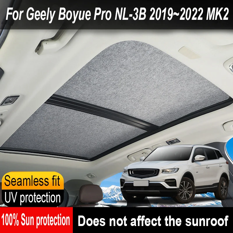 Фото Солнцезащитный козырек на люк автомобиля для Geely Boyue Pro NL-3B 2019~2022 2021, анти-УФ, электростатическая адсорбция, шторка-занавеска №2
