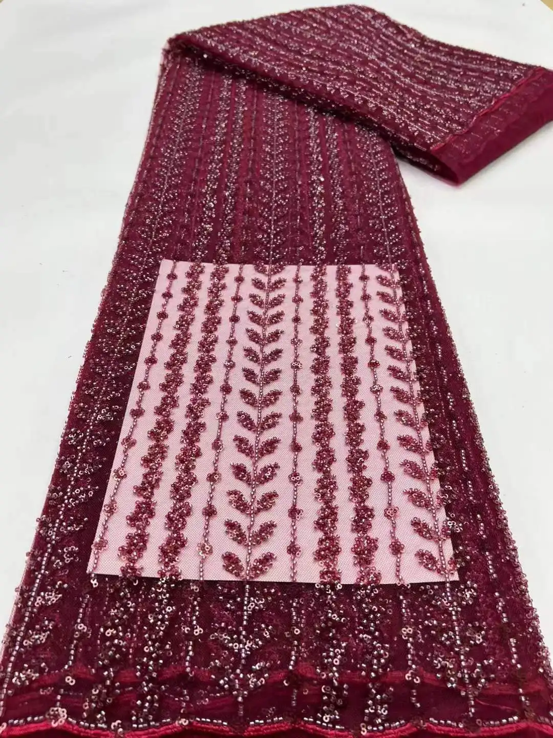 5 ярдов изысканная африканская кружевная ткань с бисером 2023 Высококачественная