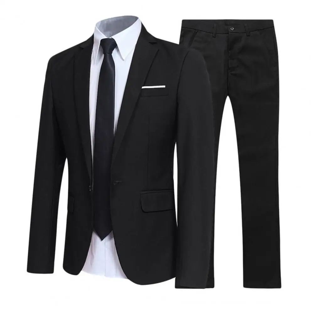 

1 Set Stylish One Button Lapel Suit Set Business Suit Spring Autumn Streetwear