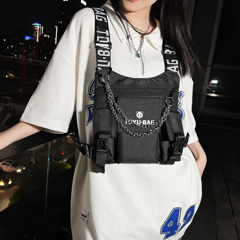 

Hip Hop Trend Unisex Chest Rig Bags 2023 New Streetwear Chain Chest Packs Male Multifunction Tactical Vest Waist Bag Backpacks