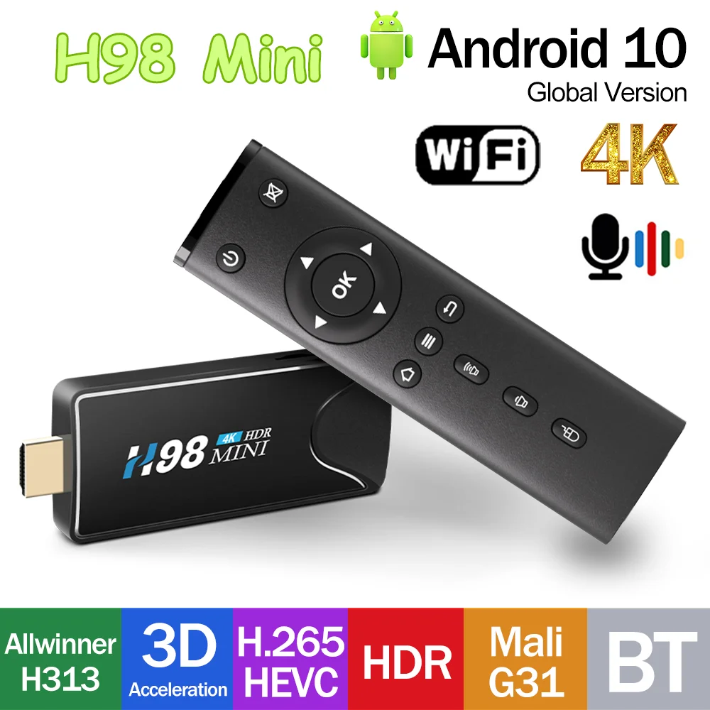 Мини-ТВ-приставка H98, Android 10,0, Allwinner H313, 2 ГБ, 8 ГБ, 16 ГБ | AliExpress