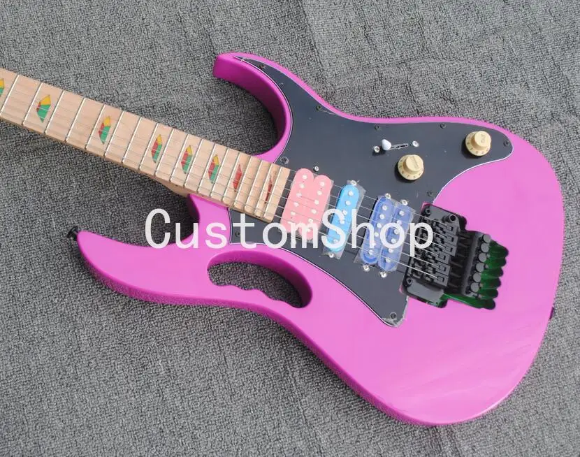 

IBZ Steve Vai Jem 7V 24 Frets 77 Pink Electric Guitar Scalloped Fingerboard & Pyramid Inlay,Floyd Rose Tremolo