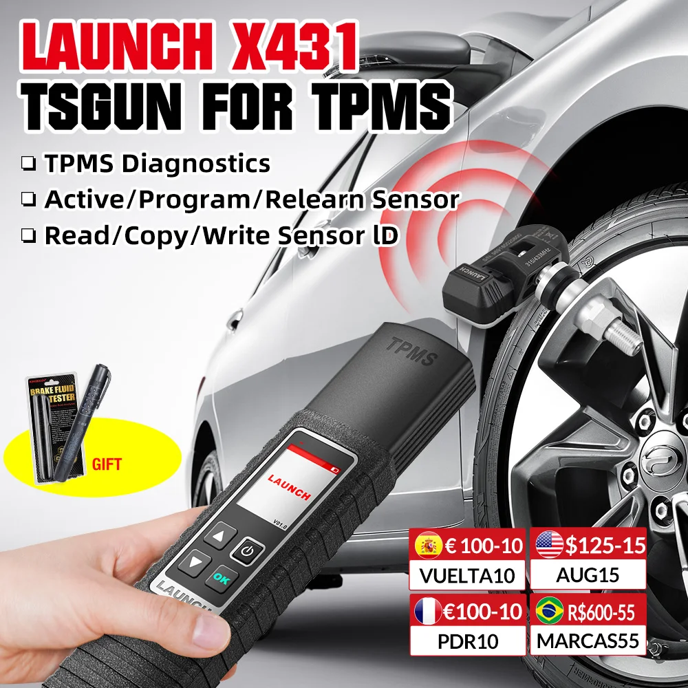 LAUNCH X431 TSGUN TPMS Car Tire Pressure Diagnostic Tools Automotive TPMS Sensor Activator Programming Learning for X431 V/PRO3