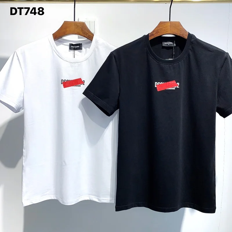 

2022 Summer New Designer DSQUARED2 Mens White T-Shirt D2 O-Neck Short Sleeve Tops Men Luxury Clothing Print TShirts dt748