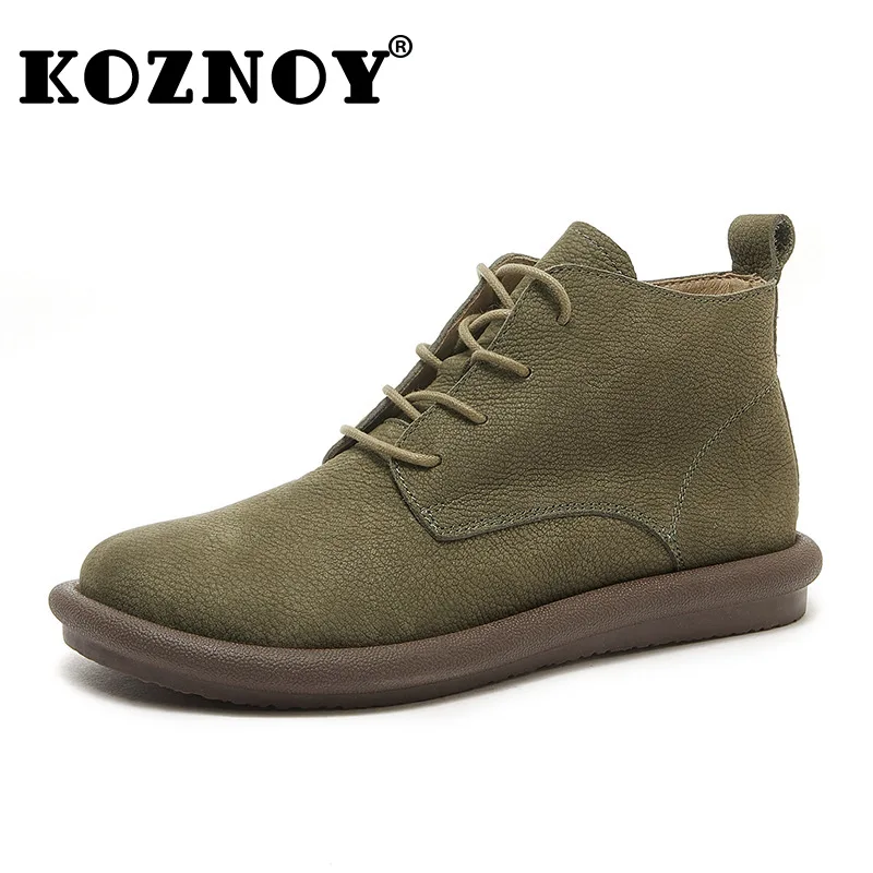 

Koznoy 2.5cm Woman Cow Suede Autumn Genuine Leather Moccasins Flats Comfy Ankle Boots Spring Booties Soft Soled Cowgirl Shoes