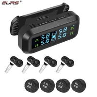 wireless solar car tpms tire pressure alarm monitor system temperature warning fuel save display attached 4 external sensors