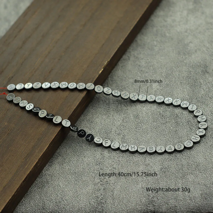 Нить из Натурального Гематита 26 букв для изготовления ювелирных изделий