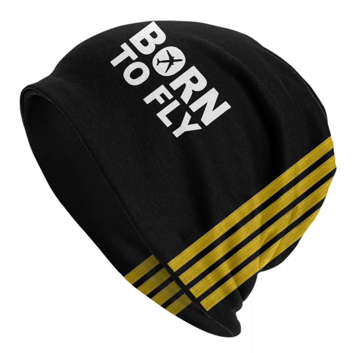 

Born To Fly Captain Stripes Skullies Beanies Hat Pilot Air Fighter Hip Hop Men Women Ski Caps Warm Dual-use Bonnet Knitted Hat