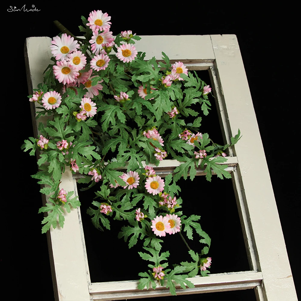 

SunMade, роскошные многоголовые шелковые искусственные цветы, букет подсолнухов, настенное украшение, декор для дома, отеля, лепестковая лоза, ...