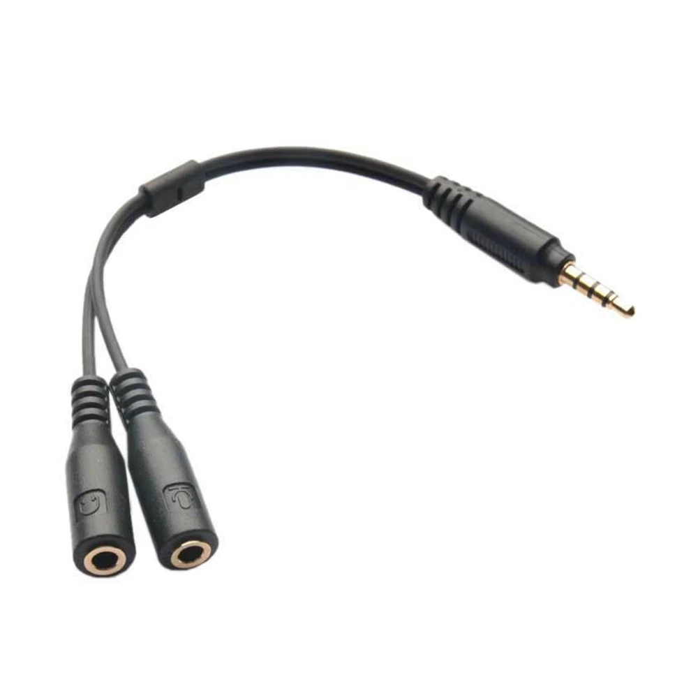 

1Pc 3.5mm Stereo Audio Male To 2 Female Adapters Converters Headset Mic TRRS Y Splitter Cable Adapter Mobile Phone Accessories