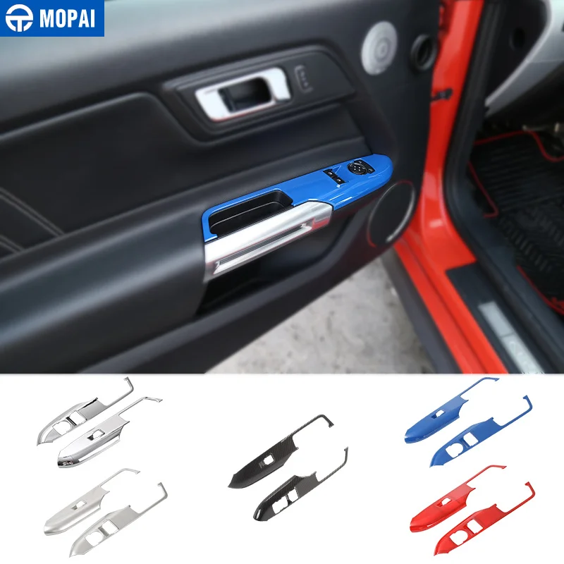 

MOPAI Car Interior Window Lift Switch Button Panel Decoration Cover Trim Stickers for Ford Mustang 2015+ Car Accessories Styling