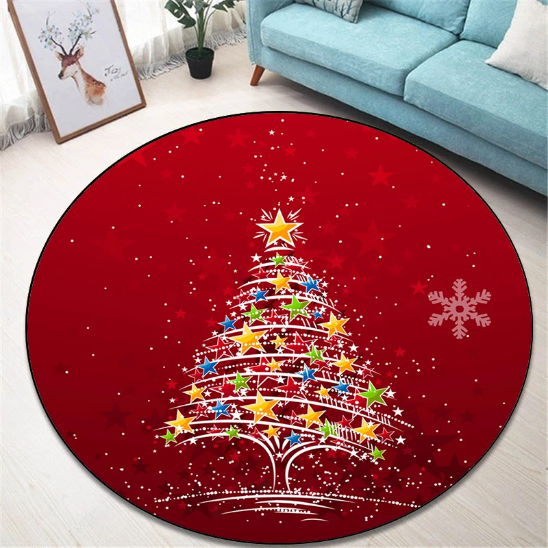 Christmas Printed Round Carpet for Living Room Mat for Children Floor Rug Yoga Mat Bedroom E-sports Chair Non Slip Mats Gift