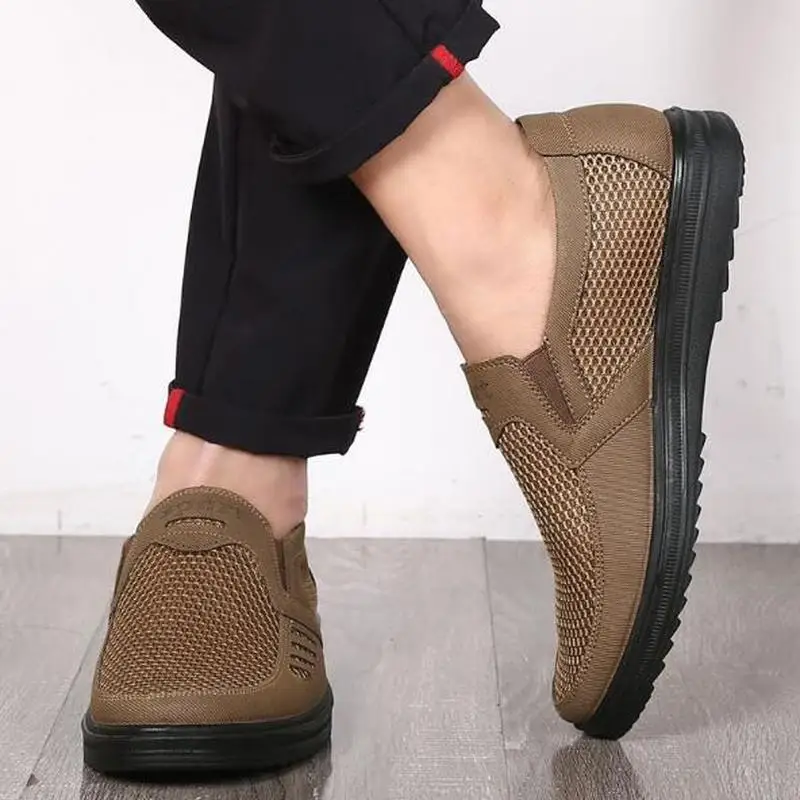 Мужские сетчатые туфли повседневная Легкая летняя дышащая обувь с защитой от