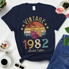 Женская Винтажная футболка в стиле ретро, модная футболка с лимитированным изображением на лето, 1982