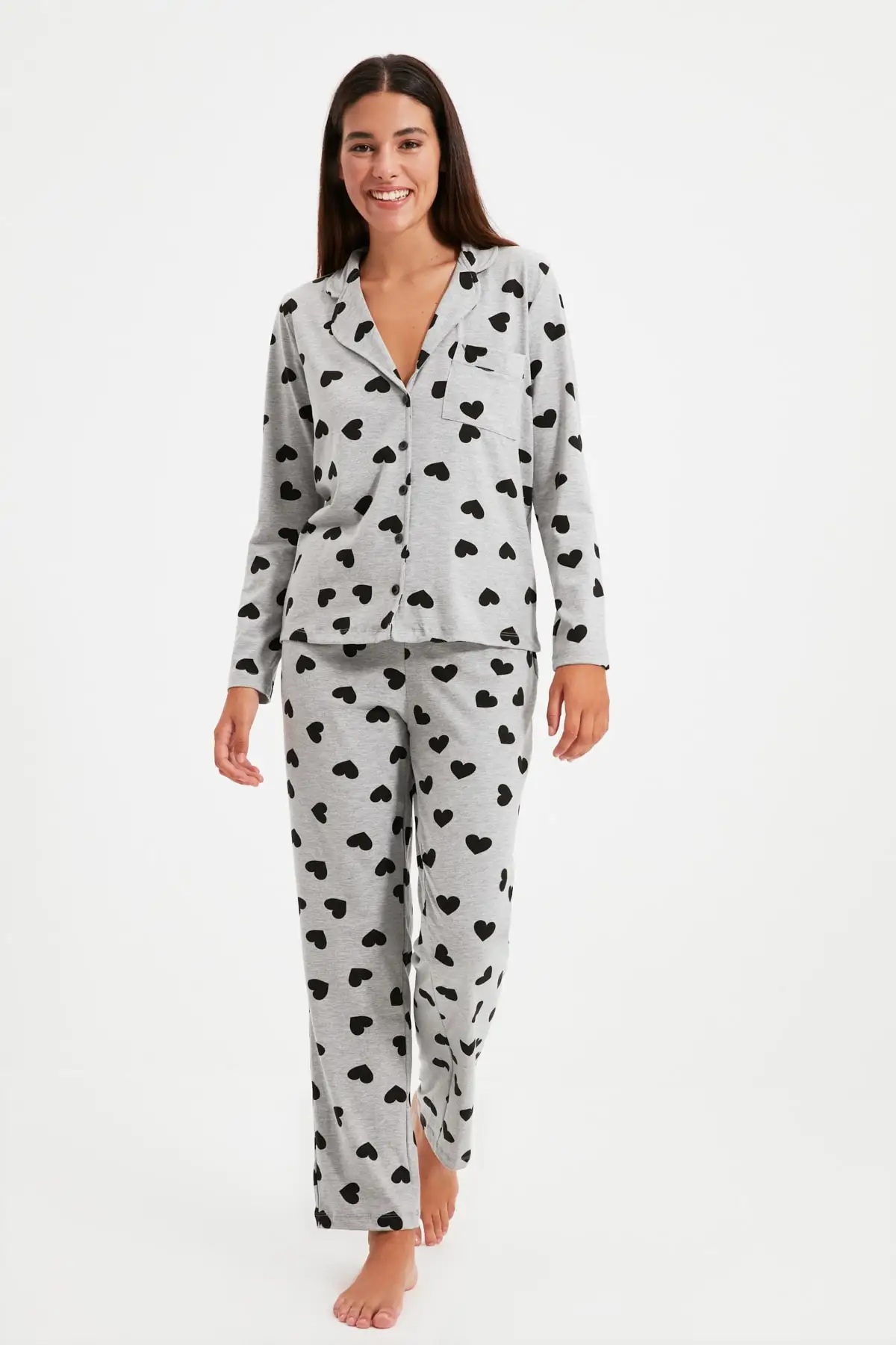 

Trendyol Heart Pattern Knitted Pajamas Set THMAW22PT0122