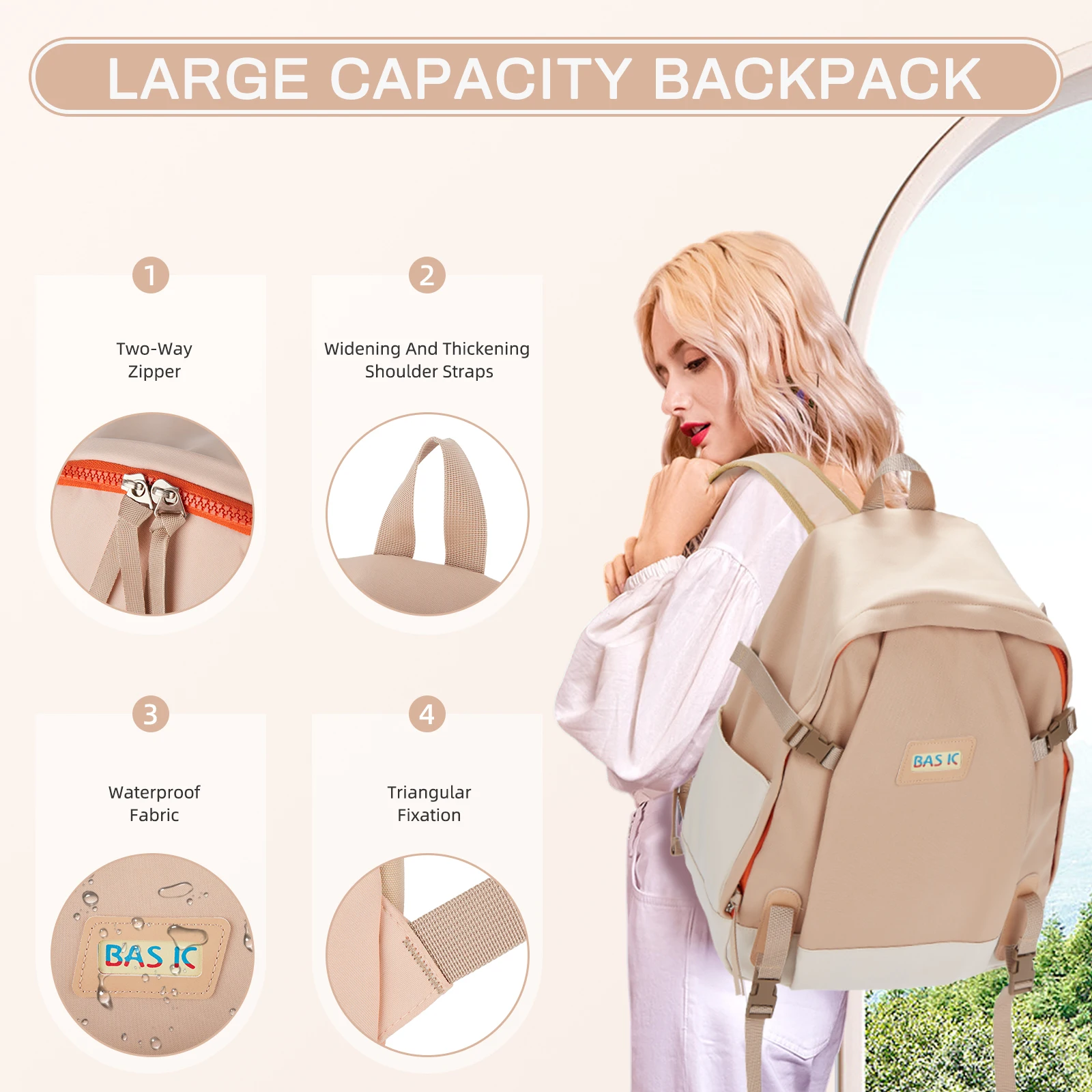 Школьный рюкзак унисекс нейлоновый большой емкости с застежкой-молнией