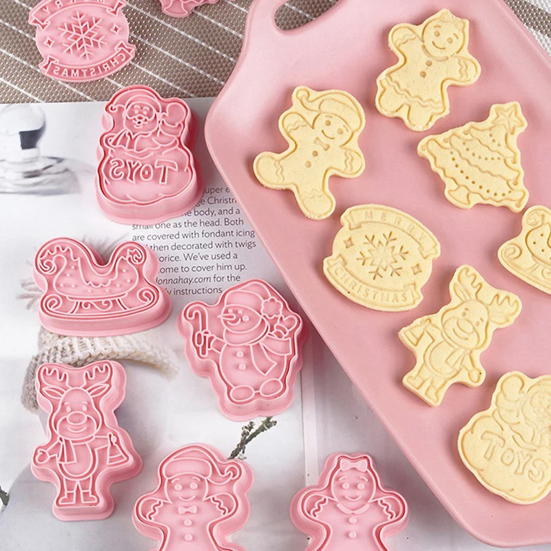 

Christmas Jar Sauce Sandwich Cookie Mold 8-piece Set of Three-dimensional DIY Cute Cookie Press Baking Embossing Mold