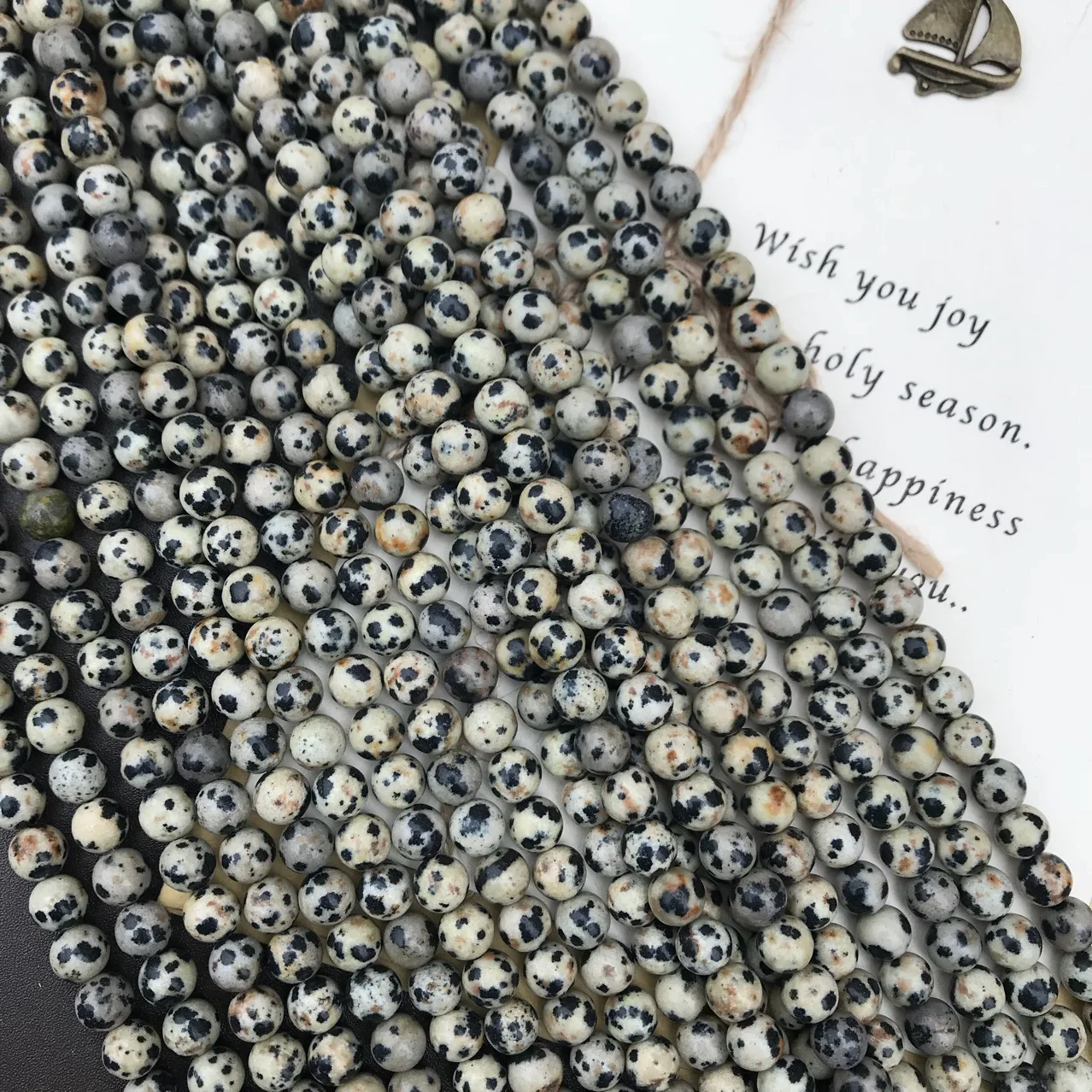 Natural Spotted Stone Round Loose Beads 4 6 8 10MM Pick Size For Jewelry Making diy Bracelet