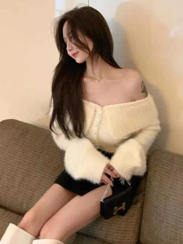 QWEEK Y2k Coquette сексуальный кардиган с открытыми плечами женский старый денежный