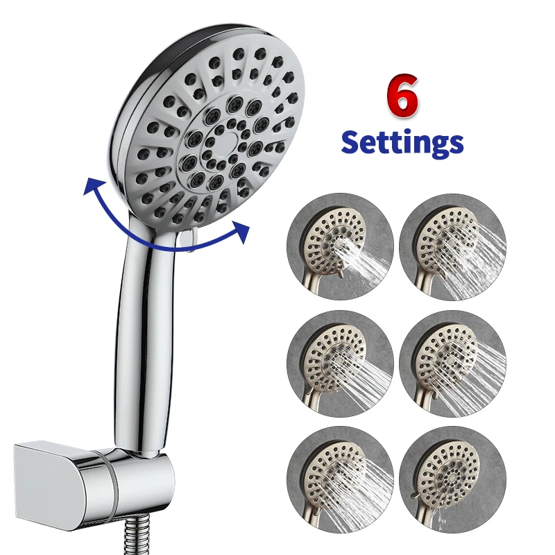 

Shower Head, Handheld Shower for the Ultimate Shower Experience, High Pressure 6 Spray Setting Handheld Shower Heads Chrome