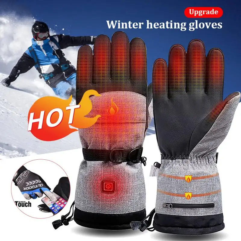 

Winter Heated Gloves Men Adjustable Temperature Motorcycle Cycling Gloves USB Electric Heating Skiing Gloves Gants Chauffants