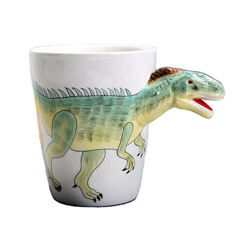 Creative Dinosaur Ceramic Cup Hand Painted Animal Coffee Mug 3D Cartoon Tyrannosaurus Cup Children Milk Cup