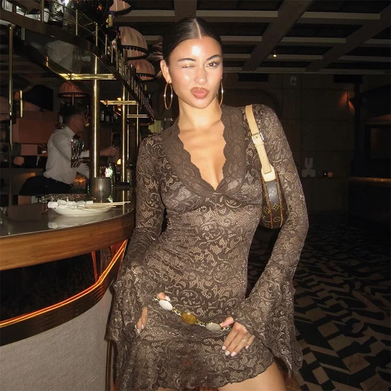 

Новинка Осень-зима 2023, женские сексуальные кружевные модные женские платья, сексуальные женские платья, Клубные наряды, платья