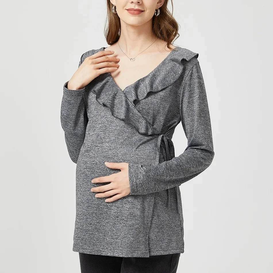 

Maternity Tops Women Pregnancy Short Sleeve T-Shirts Fashion Tees for Pregnant Elegant Ladies Folds Blouse autumn Women Clothes