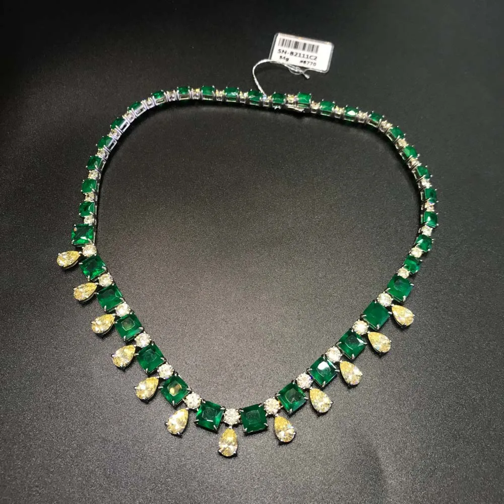 CSJ роскошное ожерелье из стерлингового серебра 925 пробы созданное изумрудом