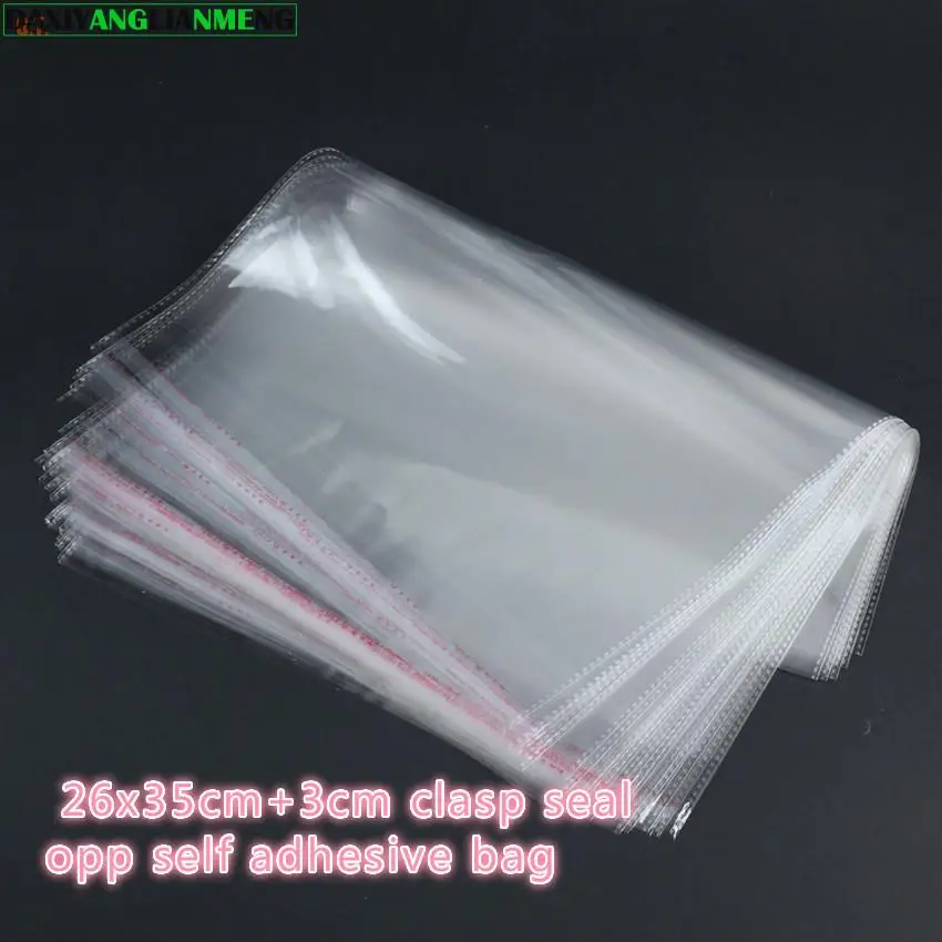 

100pcs/pcs 26x35+3cm Clear OPP Self Adhesive Packaging Bags For magazines, newspapers, photos, CDs, bread, popcorn, Nuts