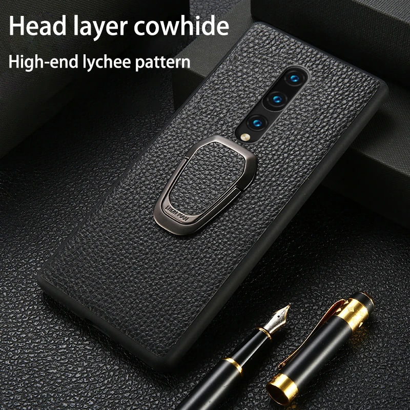 

Genuine Leather Case For Oneplus 8 Pro 7 7 Pro 6 7T Phone Cover for OnePlus 6T 7T Pro Full Protective Case bracket Litchi Grain